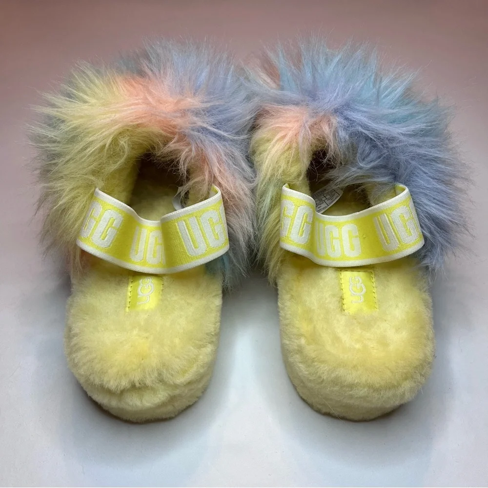 UGG Australia Fluff Yeah Slide Lemonade Tie-Dye Slippers Women’s Sz. 7 - Picture 9 of 11